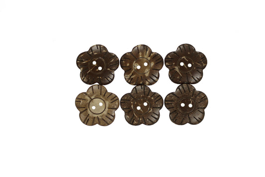 3/4" Flower Button - 6 Pieces