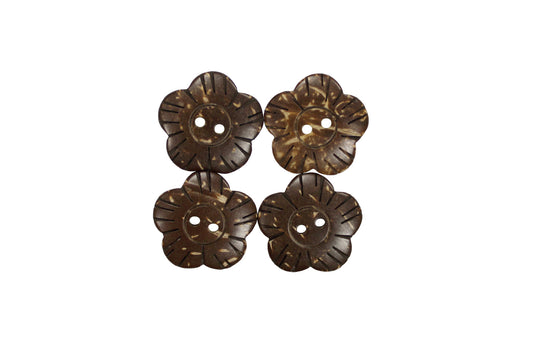 7/8" Flower Button - 4 Pieces