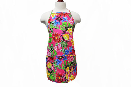 Adult Apron - Hawaiian Garden Pink