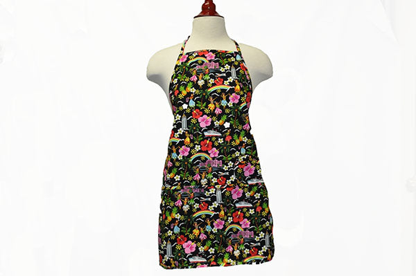 Adult Apron - Hawaiian Hula Girl Black