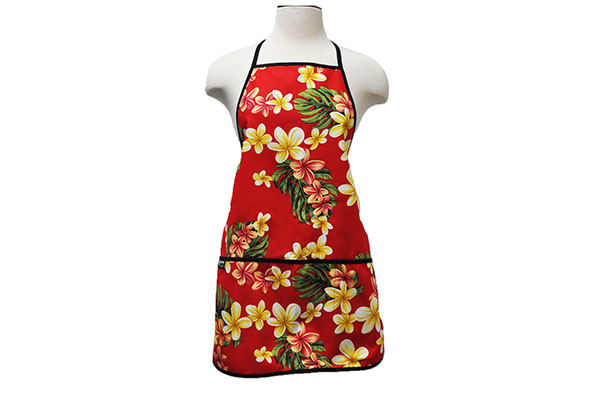 Adult Apron - Cute Plumeria Red