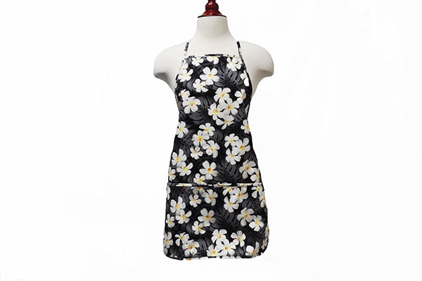 Adult Apron - Modern Plumeria Black