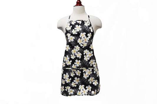 Adult Apron - Modern Plumeria Black