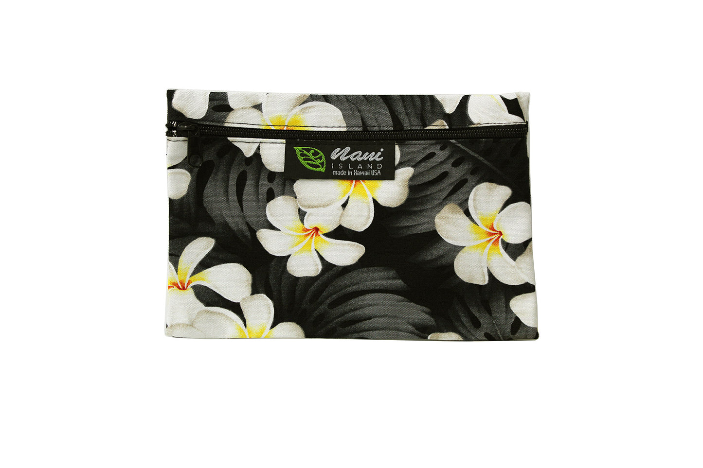 Cosmetic Pouch Small -  Modern Plumeria Black