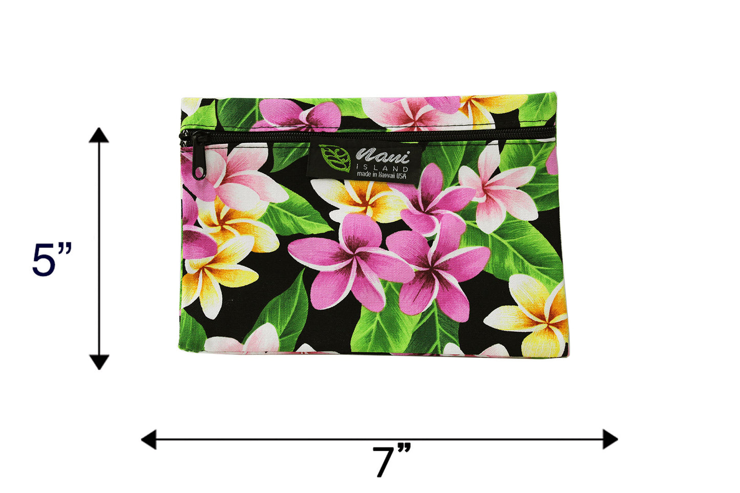 Cosmetic Pouch Small -  Tropical Plumeria Black