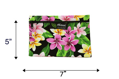 Cosmetic Pouch Small -  Tropical Plumeria Black