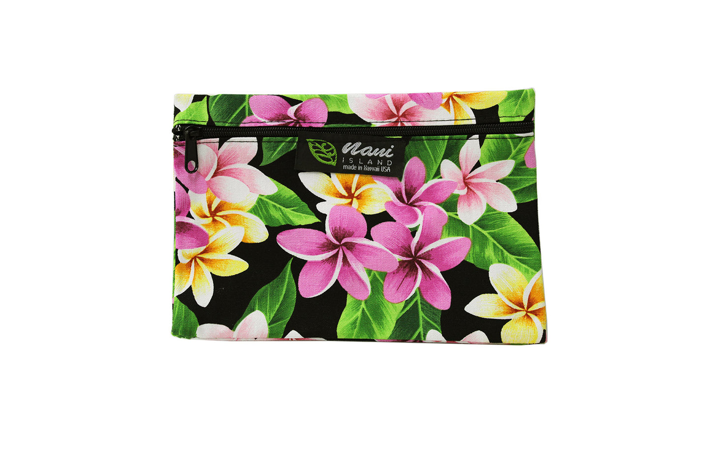 Cosmetic Pouch Small -  Tropical Plumeria Black