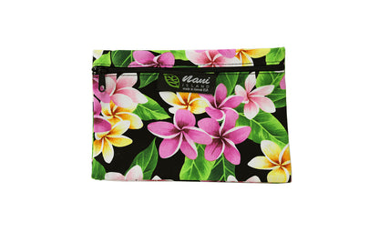 Cosmetic Pouch Small -  Tropical Plumeria Black