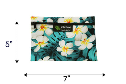Cosmetic Pouch Small -  Modern Plumeria Blue