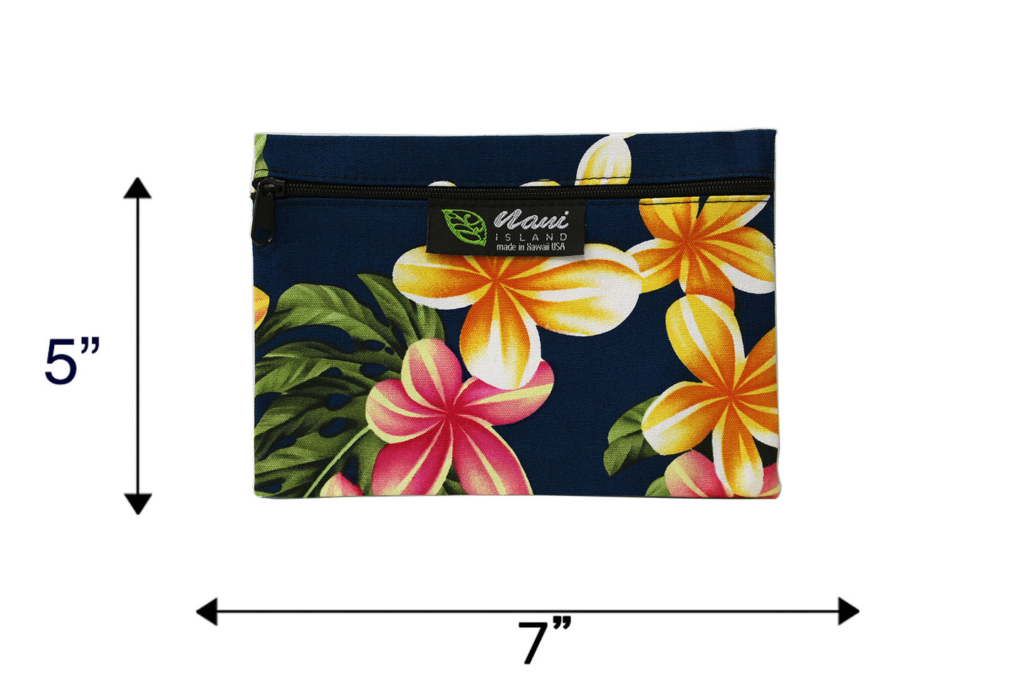 Cosmetic Pouch Small -  Cute Plumeria Navy