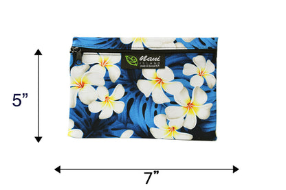 Cosmetic Pouch Small -  Modern Plumeria Navy