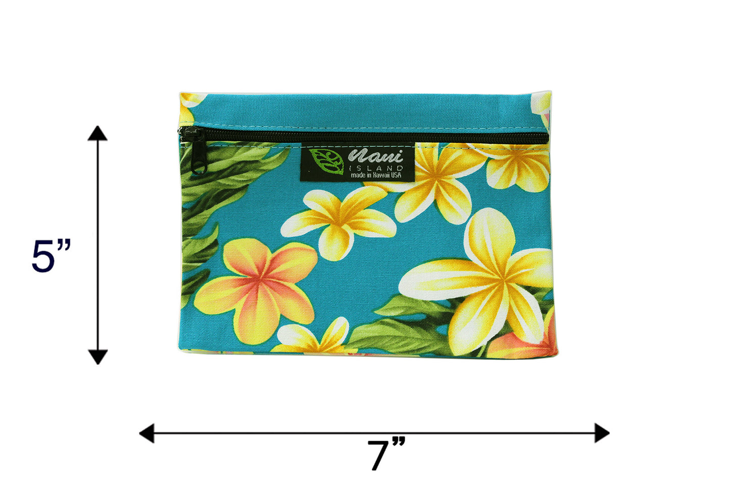 Cosmetic Pouch Small -  Cute Plumeria Teal