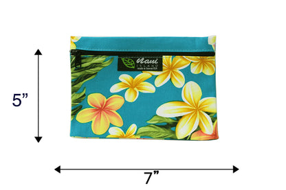 Cosmetic Pouch Small -  Cute Plumeria Teal