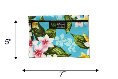 Cosmetic Pouch Small -  New Plumeria Turquoise