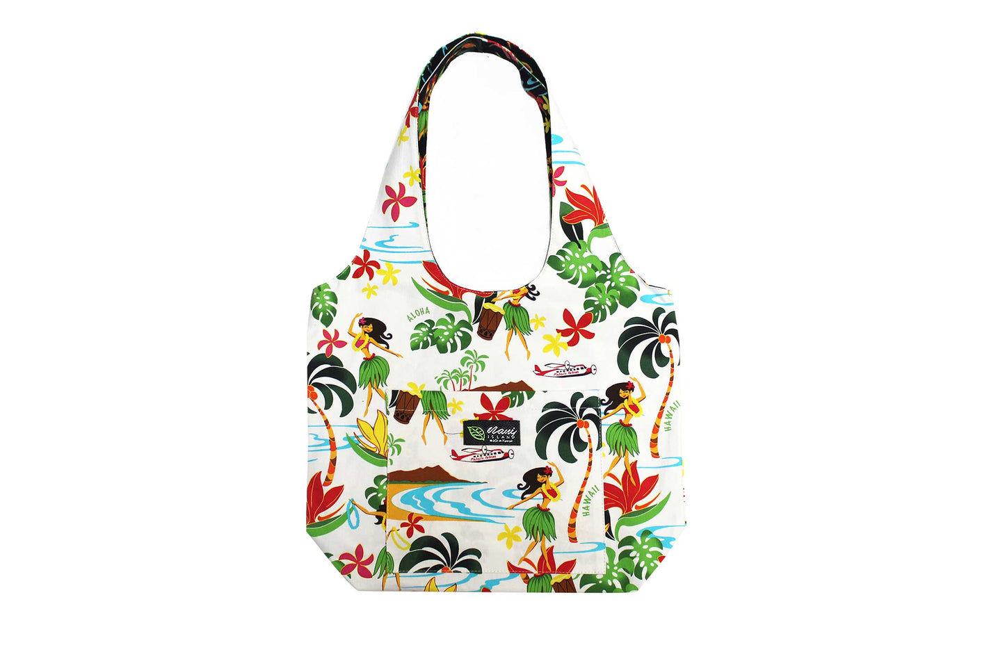 Reversible Hobo Bag - Hawaiian Hula Girl White