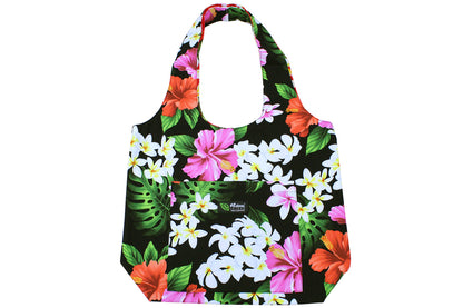 Reversible Hobo Bag - Luxury Hibiscus Black