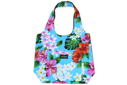 Reversible Hobo Bag - Luxury Hibiscus Turquoise