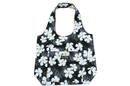 Reversible Hobo Bag - Modern Plumeria Black