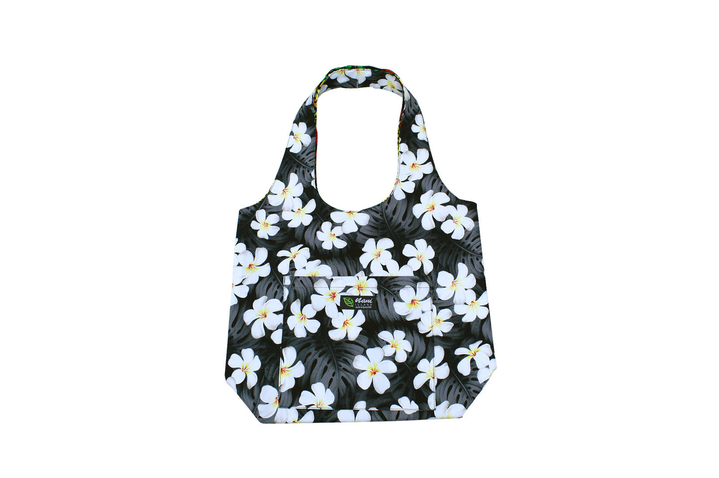 Reversible Hobo Bag - Modern Plumeria Black