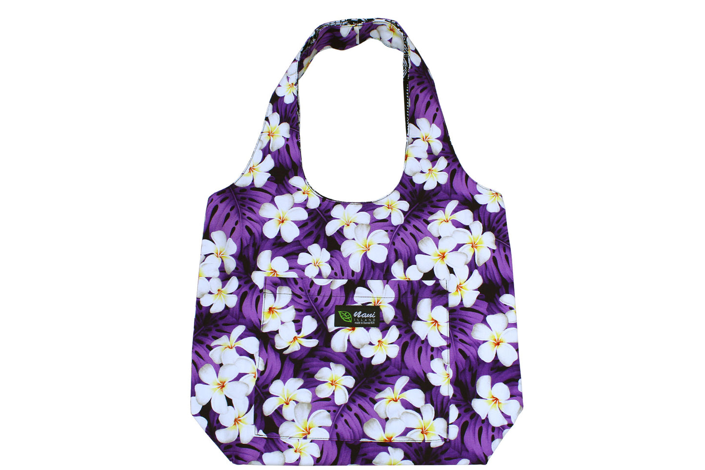 Reversible Hobo Bag - Modern Plumeria Purple