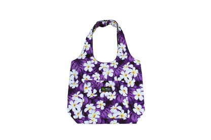 Reversible Hobo Bag - Modern Plumeria Purple