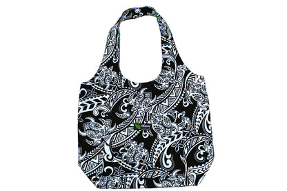 Reversible Hobo Bag - Tribal Tattoo Black