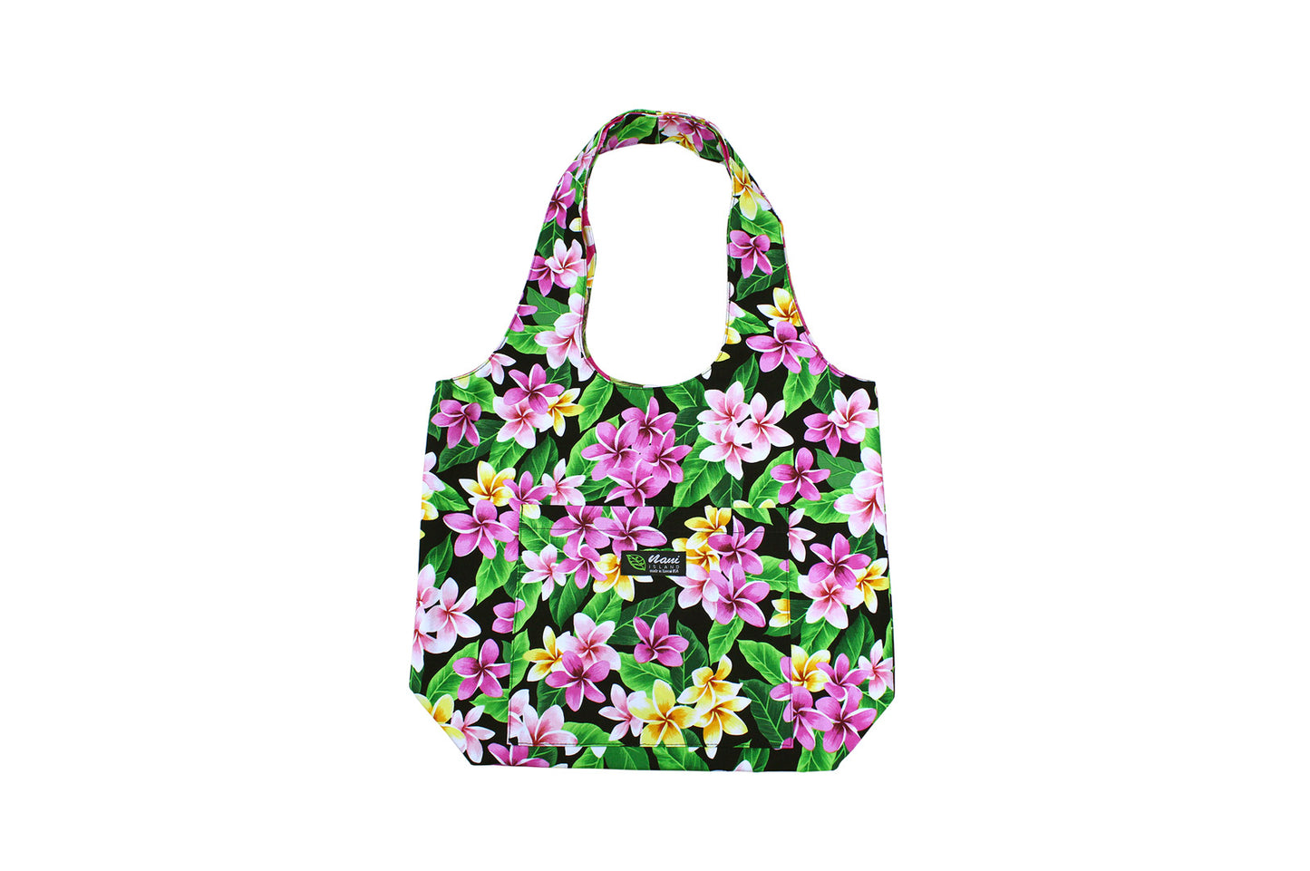 Reversible Hobo Bag - Tropical Plumeria Black