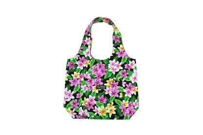 Reversible Hobo Bag - Tropical Plumeria Black