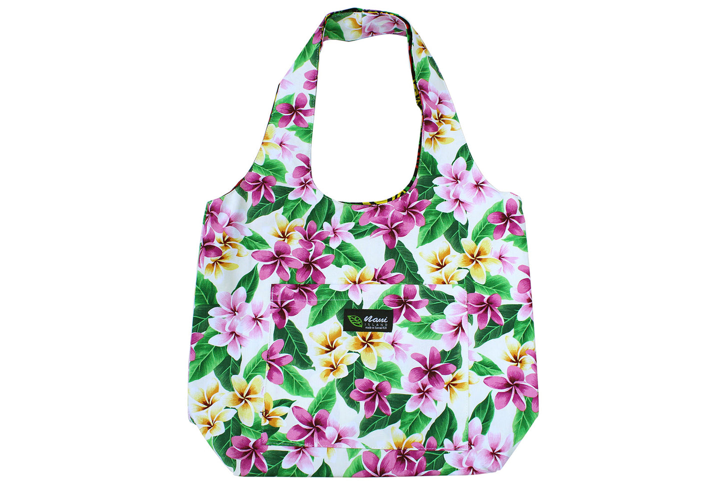Reversible Hobo Bag - Tropical Plumeria Cream