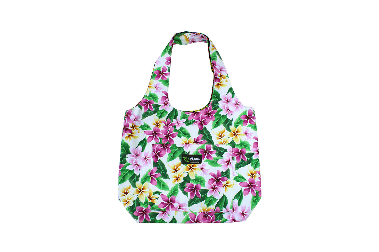 Reversible Hobo Bag - Tropical Plumeria Cream