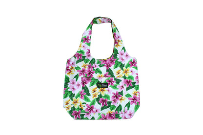 Reversible Hobo Bag - Tropical Plumeria Cream