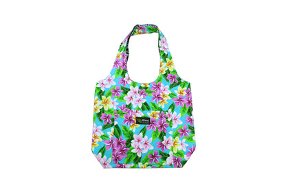 Reversible Hobo Bag - Tropical Plumeria Teal