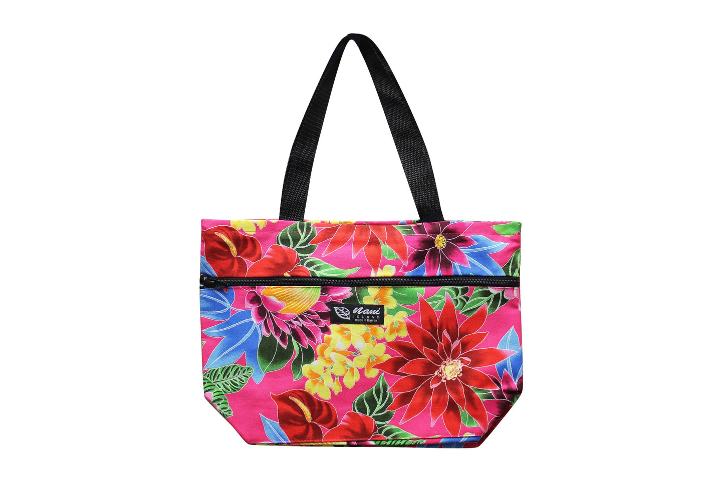 Tote Bag Zipper M - Hawaiian Hula Girl Pink