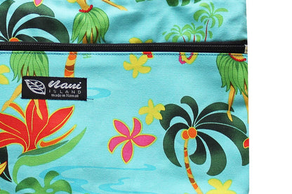 Tote Bag Zipper M - Hawaiian Hula Girl Turq