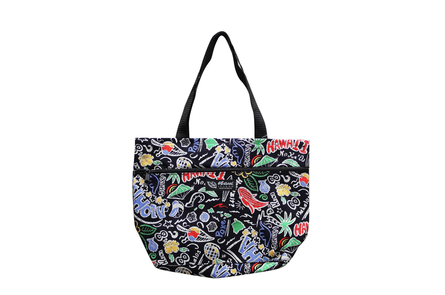 Tote Bag Zipper M - Hawaiian Fun Black