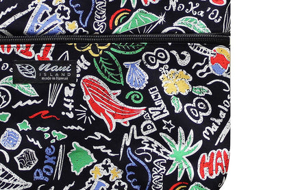 Tote Bag Zipper M - Hawaiian Fun Black