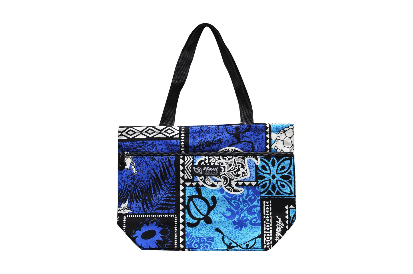 Tote Bag Zipper M - Honu Box Blue