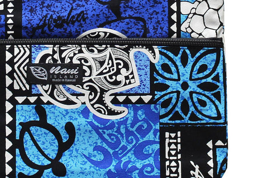 Tote Bag Zipper M - Honu Box Blue