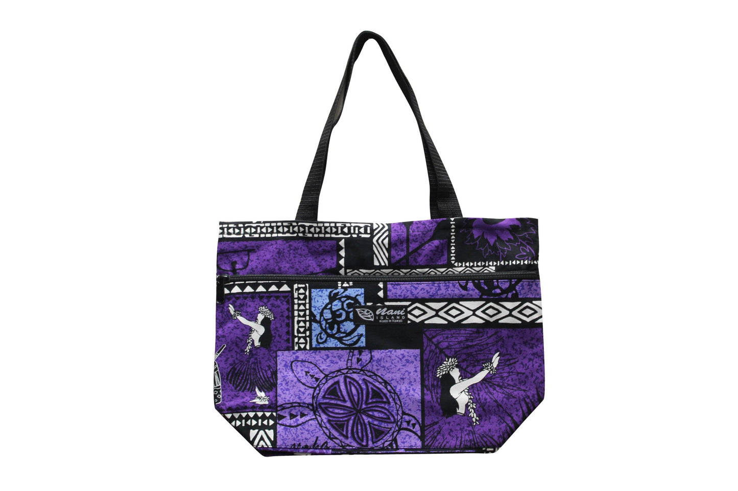 Tote Bag Zipper M - Honu Box Purple
