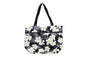 Tote Bag Zipper M - Modern Plumeria Black