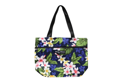 Tote Bag Zipper M - New Plumeria Navy