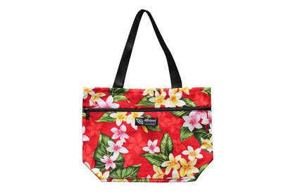 Tote Bag Zipper M - New Plumeria Red