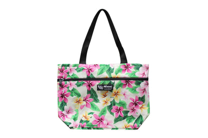 Tote Bag Zipper M - Tropical Plumeria Cream