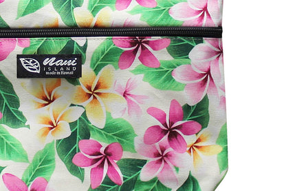 Tote Bag Zipper M - Tropical Plumeria Cream