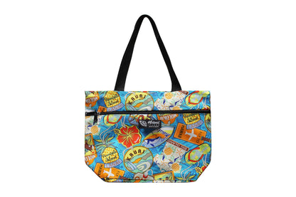 Tote Bag Zipper M - Aloha Tag Aqua