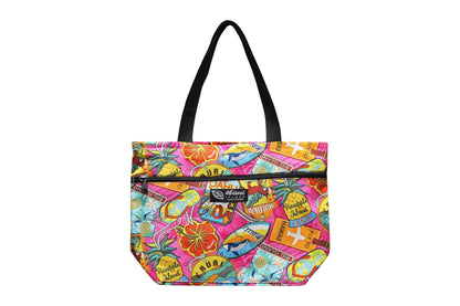 Tote Bag Zipper M - Aloha Tag Pink