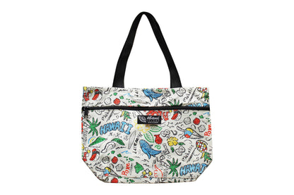 Tote Bag Zipper M - Hawaiian Fun Beige