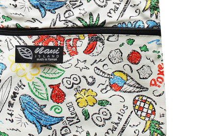 Tote Bag Zipper M - Hawaiian Fun Beige