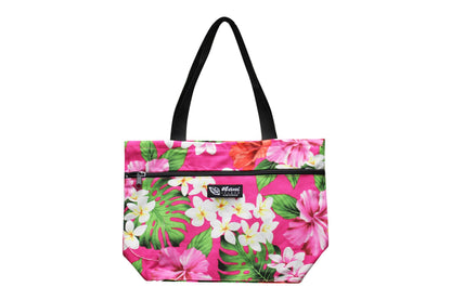 Tote Bag Zipper M - Luxury Hibiscus Pink