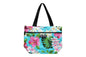 Tote Bag Zipper M - Luxury Hibiscus Turq
